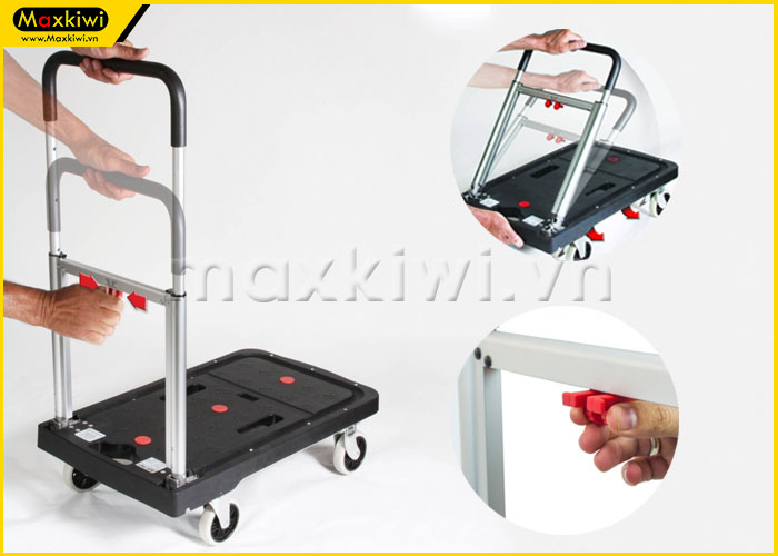 Xe đẩy hàng 4 bánh gấp gọn dễ dàng cất giữ