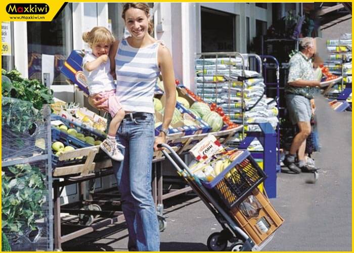 Sử dụng xe đẩy hàng khi đị chợ cực tiện dụng